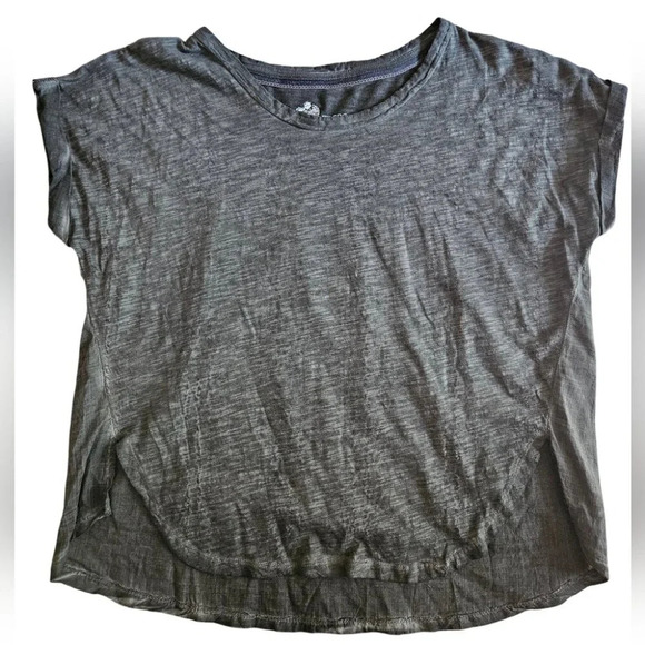 Anthropologie Pilcro Charcoal Rolled Sleeve Extended Tail Oversized Shirt - Picture 1 of 6